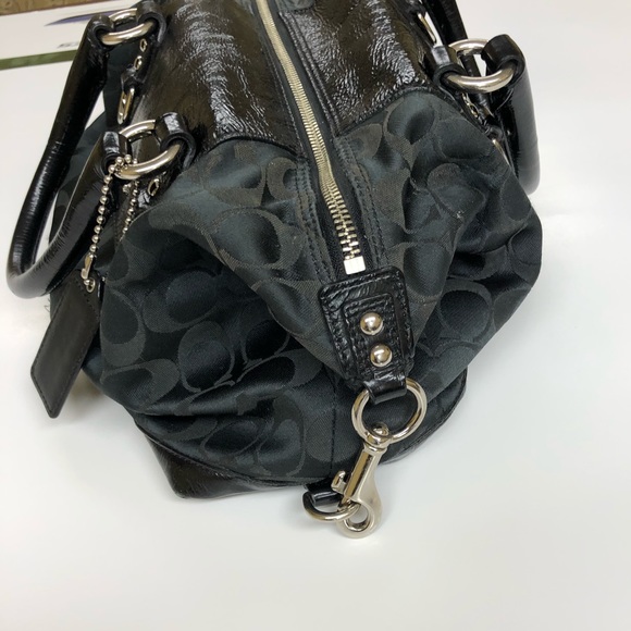 Coach Ashley Signature Satchel Black Canvas Bag - Picture 10 of 13